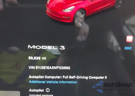 2022 Tesla Model 3 Rear-Wheel Drive from USA, damaged, VIN 5YJ3E1EA3NF102682